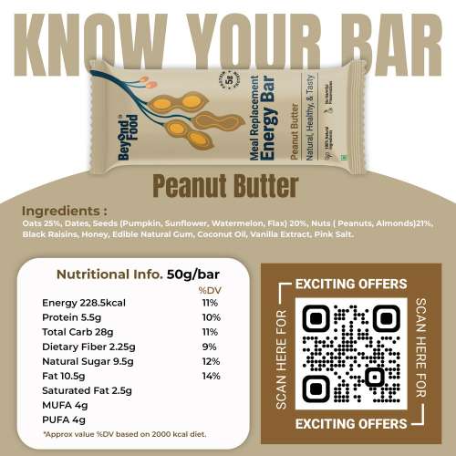 Beyond Food: Meal Replacement Energy Bar - Peanut Butter (Pack of 6)