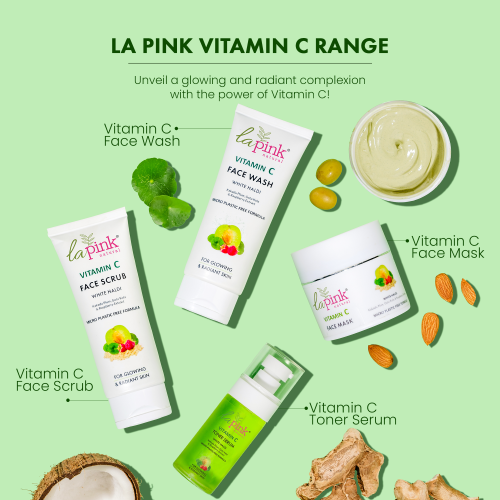 La Pink: Vitamin C White Haldi Face Wash for Glowing Radiant Skin | 100% Microplastic Free Formula | Suitable for All Skin Types | 100ml