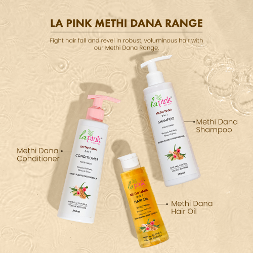 La Pink: Methi Dana 8-in-1 Conditioner for Hair Fall Control | 100% Microplastic Free Formula | Suitable for All Hair Types | 250ml La Pink: Methi Dana 8-in-1 Conditioner for Hair Fall Control | 100% Microplastic Free Formula | Suitable for All Hair Types | 250ml