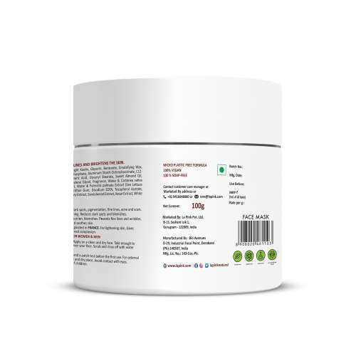 La Pink: Ubtan White Haldi Face Pack Mask with 100% Microplastic Free Formula Blemish, Pigmentation, Dark Spot & Tan Removal | All Skin Types | 100g