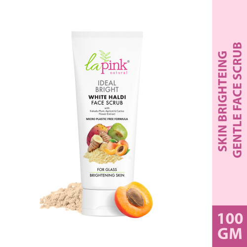La Pink: Ideal Bright Face Scrub | 100% Microplastic Free Formula | For Glass like Brightened skin, Evens Skin Tone for All Skin Types | 100g