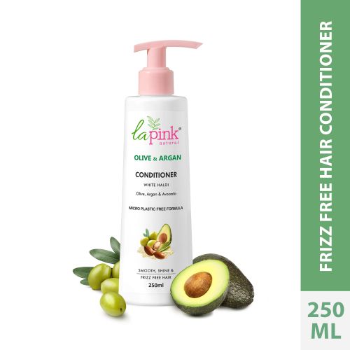 La Pink: Olive & Argan Conditioner for Smooth and Frizz-Free Hair | 100% Microplastic Free Formula | Suitable for All Hair Types | 250ml