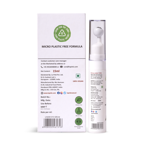 La Pink: Young Forever Under Eye Serum with White Haldi for Dark Circles and Puffy Eyes | 100% Microplastic Free Formulation | Suitable for All Skin Types | 15 ML