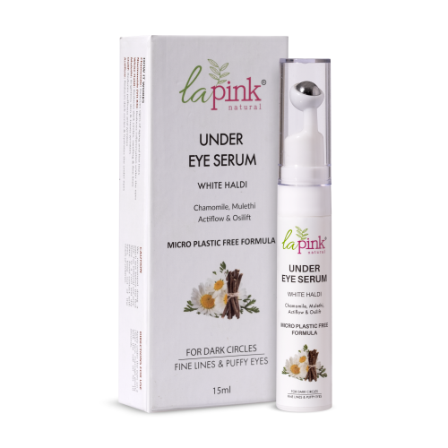 La Pink: Young Forever Under Eye Serum with White Haldi for Dark Circles and Puffy Eyes | 100% Microplastic Free Formulation | Suitable for All Skin Types | 15 ML