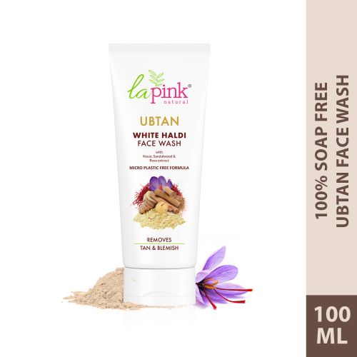La Pink: Ubtan White Haldi Face Wash with 100% Microplastic Free Formula for Blemish, Pigmentation, Dark Spot & Tan Removal | All Skin Types | 100ml