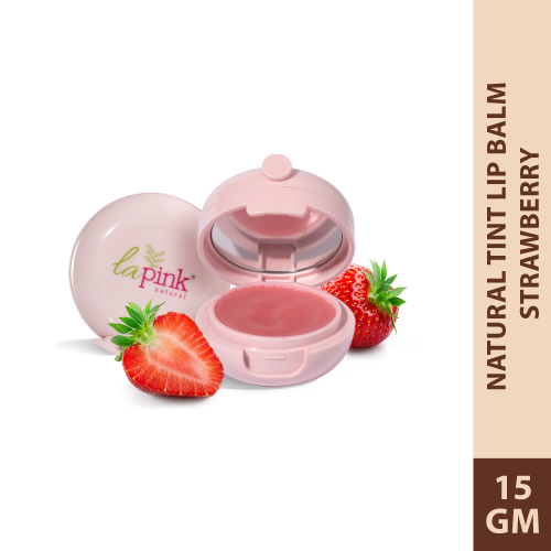 La Pink: Strawberry Lip Care with White Haldi for Shiny & Natural Tint | 100% Microplastic Free Formulation | Suitable for All Skin Types | 15 gms