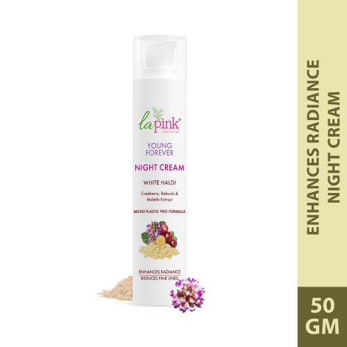 La Pink: Young Forever Night Cream with 100% Microplastic Free Formula , Reduces Fine Lines, Pigmentation, Dark Spots & Scars For All Skin Types | 50g