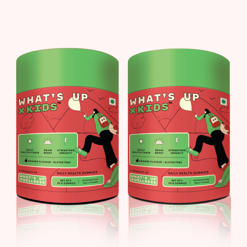 What's Up Wellness: Multivitamin Gummies for Kids with DHA, Vitamins and Zinc, Healthy Gummy for Daily Nutrition - Pack of 2 (30 gummies each)