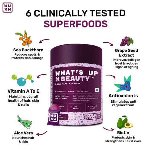 What's Up Wellness: Beauty Gummies For Hair, Skin & Nails - 300 gm