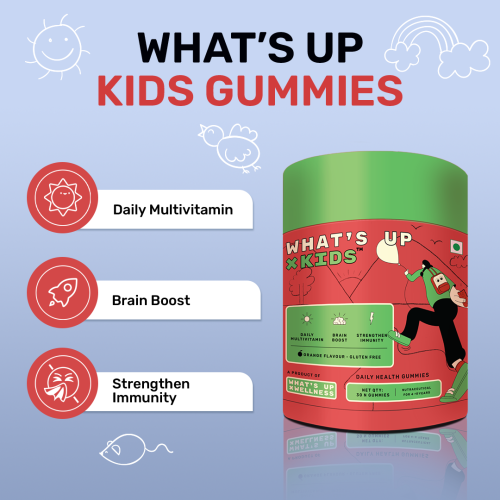 What's Up Wellness: Multivitamin Gummies for Kids with DHA, Vitamins and Zinc, Healthy Gummy for Daily Nutrition - Pack of 3 (30 gummies each)