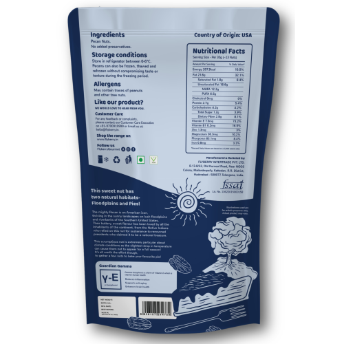 Flyberry Gourmet: Pecan Nuts 100g | Imported From US | 100% Natural | Rich in Vitamin E, Zinc and Magnesium