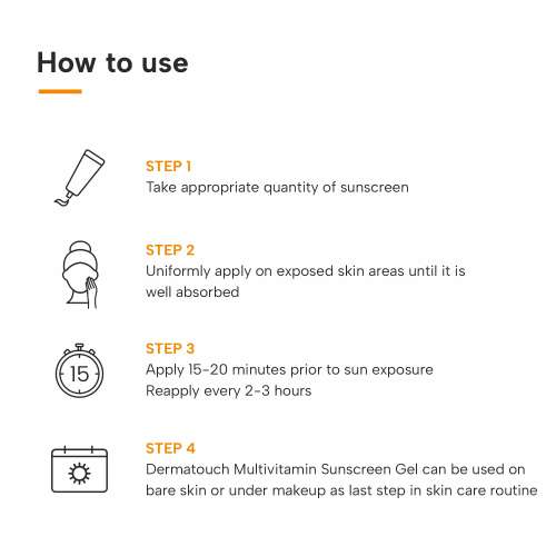 Dermatouch: Multivitamin SPF 50 PA+++ Sunscreen Gel - 50gm