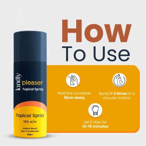 Kindly Health: Pleaser Topical Spray | Non-Transferrable Spray For Men | 40 gm | Pack of 2 Kindly Health: Pleaser Topical Spray | Non-Transferrable Spray For Men | 40 gm | Pack of 2