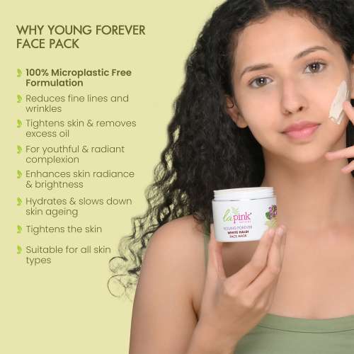 La Pink: Young Forever Face Pack with 100% Microplastic Free Formula , Reduces Fine Lines, Pigmentation, Dark Spots & Scars For All Skin Types | 100gm