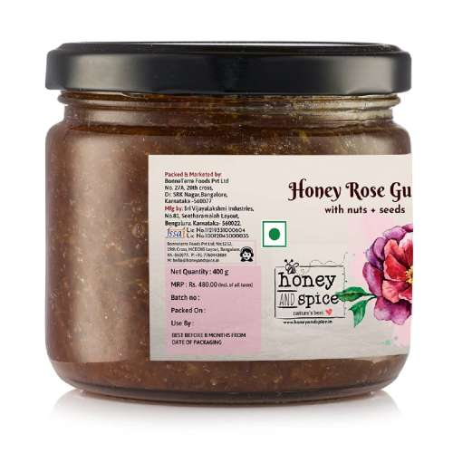 Honey and Spice: Gulkand with Nuts and Seeds 400gm Honey and Spice: Gulkand with Nuts and Seeds 400gm