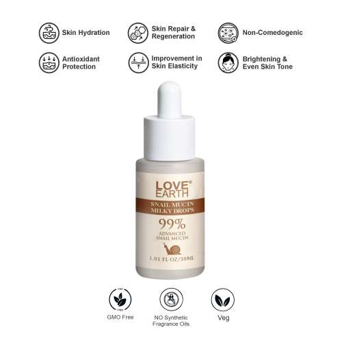 Love Earth: Snail Mucin Milky Drops Face Serum | 30ml