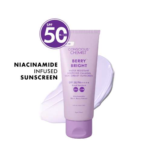 Conscious Chemist: Berry Bright Niacinamide Sunscreen Spf 50 Pa++++ | Water Resistant, Non-Greasy & No-Whitecast (50g)
