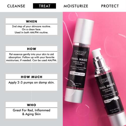 Conscious Chemist: Snail Magic Barrier Repair Face Serum &  Essence with 97% Active Snail Mucin Filtrate (100ml)