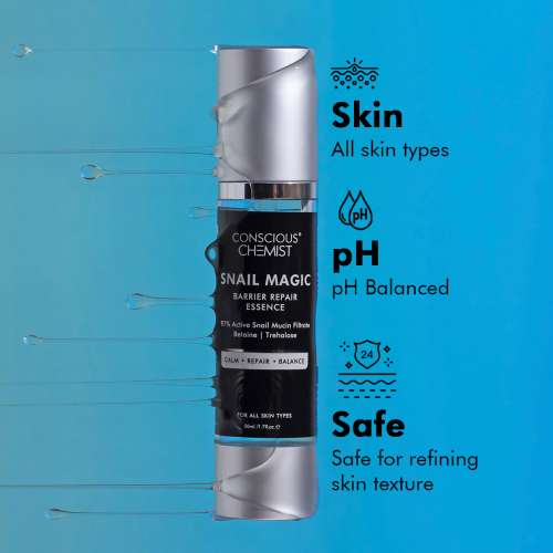 Conscious Chemist: Snail Magic Barrier Repair Face Serum &  Essence with 97% Active Snail Mucin Filtrate (100ml)
