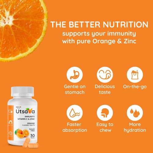 Nector: Vitamin C Orange Chewable Tablets, Immunity Antioxidant & Skincare | 30 Tablets