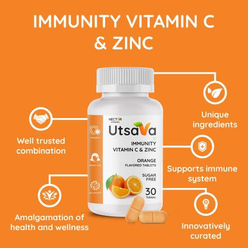 Nector: Vitamin C Orange Chewable Tablets, Immunity Antioxidant & Skincare | 30 Tablets