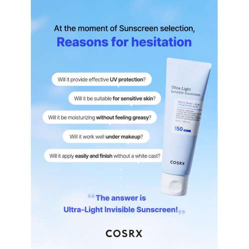 COSRX: UltraLight  Invisible Face Sunscreen SPF50+ PA++++ | UV Protection | Daily SPF | Sun Care | 50ml