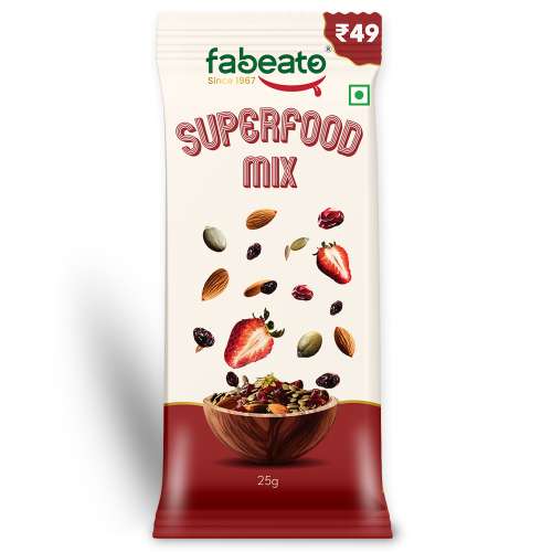 Fabeato: Munch on the Go Snack Premium Superfood Mix,Nuts, Dry Fruits, Seeds and Berries, Rich in Dietary Fiber, Rich in Protein - (25g x 10) Fabeato: Munch on the Go Snack Premium Superfood Mix,Nuts, Dry Fruits, Seeds and Berries, Rich in Dietary Fiber, Rich in Protein - (25g x 10)