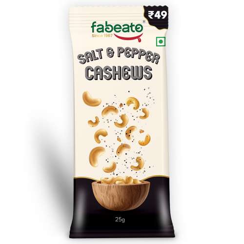 Fabeato: Munch on the Go Snack Premium Salt and Pepper Cashews, Crunchy - (25g x 10)