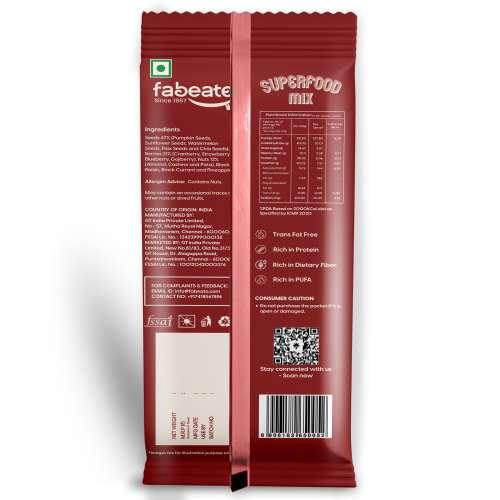 Fabeato: Munch on the Go Snack Premium Superfood Mix,Nuts, Dry Fruits, Seeds and Berries, Rich in Dietary Fiber, Rich in Protein - (25g x 10) Fabeato: Munch on the Go Snack Premium Superfood Mix,Nuts, Dry Fruits, Seeds and Berries, Rich in Dietary Fiber, Rich in Protein - (25g x 10)
