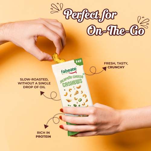 Fabeato: Munch on the Go Snack Premium Jalapeno Cheese Cashews, Crunchy - (25g x 10)
