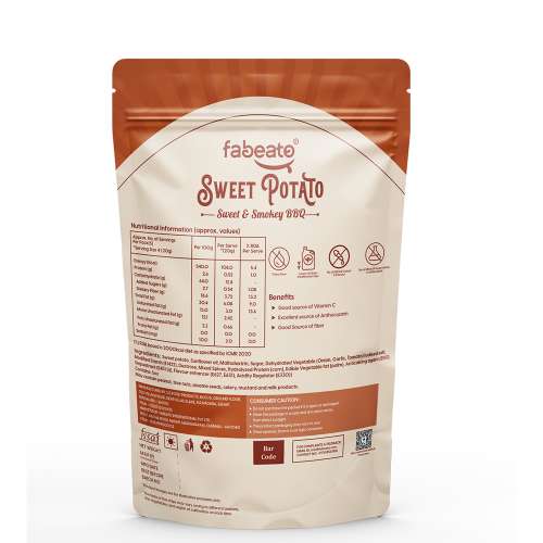 Fabeato: Smokey BBQ Sweet Potato Chips, Vacuum Fried, Vegetable Chips - (Pack of 3 X 40g)