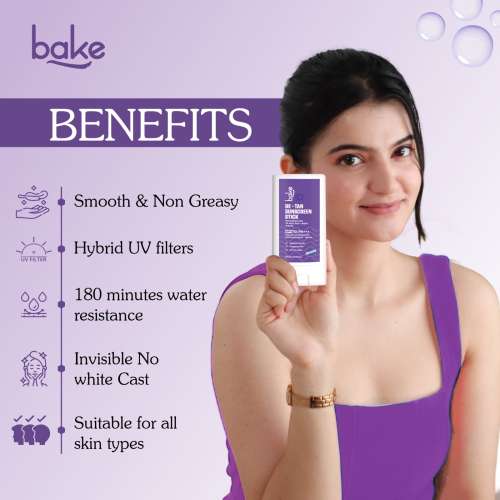 Bake Cosmetics: SPF 70 De-Tan Sunscreen Stick PA+++ with Kojic Acid & Alpha Arbutin  For Dark Spots & Pigmentation, Water-Resistant 20gm