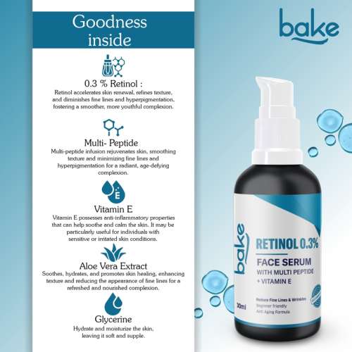 Bake Cosmetics: 0.3% Retinol Serum with 2% Multi Peptides