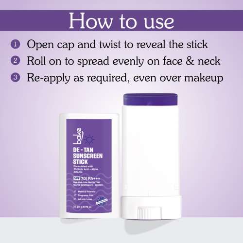 Bake Cosmetics: SPF 70 De-Tan Sunscreen Stick PA+++ with Kojic Acid & Alpha Arbutin  For Dark Spots & Pigmentation, Water-Resistant 20gm