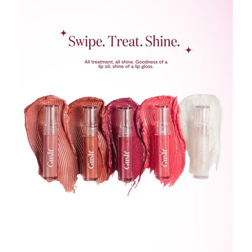 Gush: Glaze Lip Oil Gloss High Shine & Hydrating Nude Gloss - Sheer Sparkle