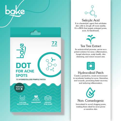 Bake Cosmetics: 2% Salicylic Acid Pimple Patches for Active Acne & Acne Prone Skin With Hydrocolloid Waterproof Patches -Pack of 72