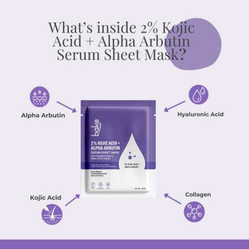 Bake Cosmetics: 2% Kojic Acid + Alpha Arbutin Serum Sheet Mask for Glowing Skin, Dark Spot & Tan Removal  20ml
