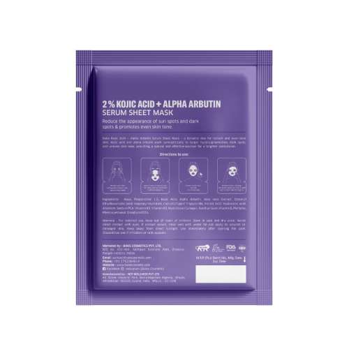 Bake Cosmetics: 2% Kojic Acid + Alpha Arbutin Serum Sheet Mask for Glowing Skin, Dark Spot & Tan Removal  20ml