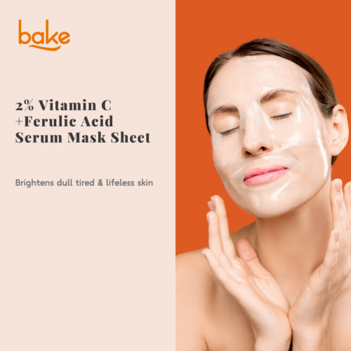 Bake Cosmetics: 2% Vitamin C + Ferulic Acid Serum Sheet Mask for Skin Brightening & Glowing Skin 20ml