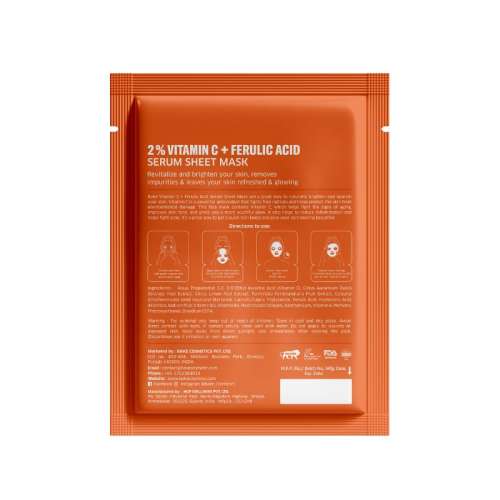Bake Cosmetics: 2% Vitamin C + Ferulic Acid Serum Sheet Mask for Skin Brightening & Glowing Skin 20ml