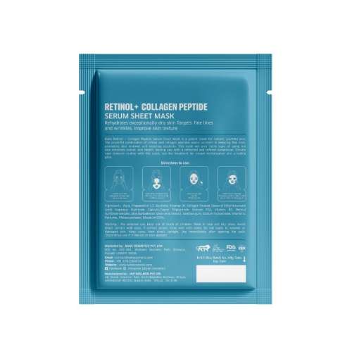 Bake Cosmetics: Retinol + Collagen Peptide Serum Sheet Mask for Skin Rejuvenation, Anti-Aging, Skin Tightening & Wrinkle Reduction 20ml