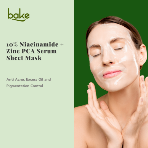 Bake Cosmetics: 10% Niacinamide + Zinc PCA Serum Sheet Mask for Acne, Acne Marks, Oil Control & Skin Clarity  20ml