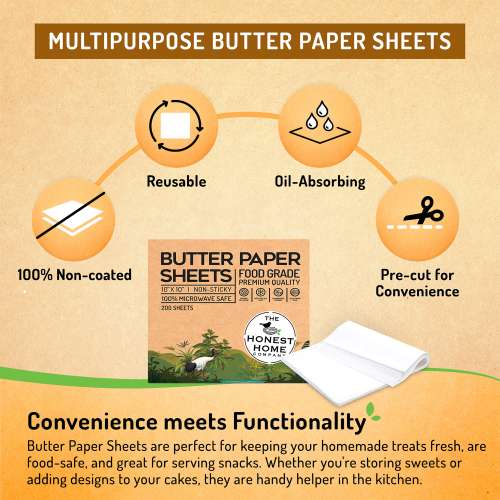 The Honest Home Company: Butter Paper Sheets | Pack of 200 Sheets