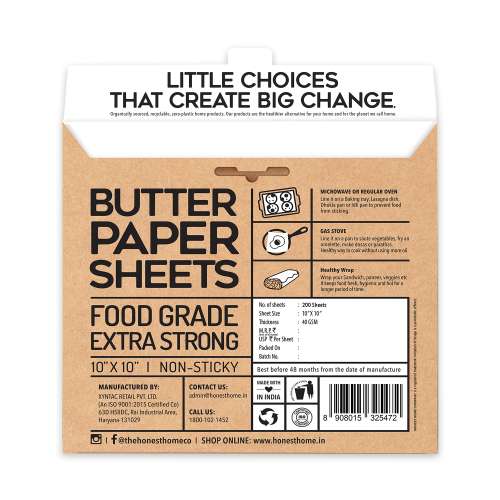 The Honest Home Company: Butter Paper Sheets | Pack of 200 Sheets