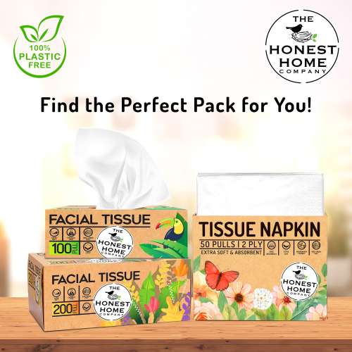 The Honest Home Company: Tissue Paper Napkin Towels | 200 Napkins (4 Boxes)