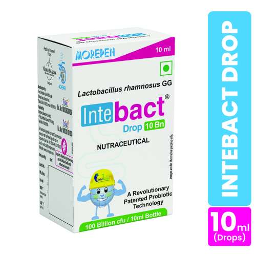 Dr. Morepen: INTEBACT PROBIOTIC DROPS 10BN CFU | Supplement for Gut Health - 10 ml Dr. Morepen: INTEBACT PROBIOTIC DROPS 10BN CFU | Supplement for Gut Health - 10 ml
