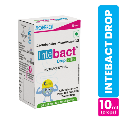 Dr. Morepen: INTEBACT PROBIOTIC DROPS 2BN CFU | Supplement for Gut Health - 10 ml Pack of 2