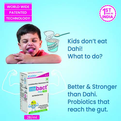 Dr. Morepen: INTEBACT PROBIOTIC DROPS 2BN CFU | Supplement for Gut Health - 10 ml
