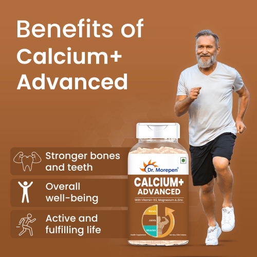 Dr. Morepen: Calcium+ Advanced Tablets with Vitamin - D2, Magnesium & Zinc - 120 Veg Tablets - Pack of 2
