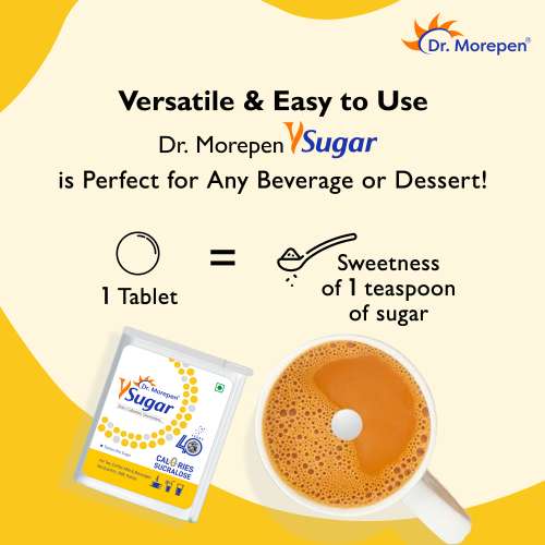 Dr. Morepen: Y Sugar Pellets (Sucralose) | 100% Safe | Sweet like Sugar but with zero calories | 100% Natural Sweetener (Pack of 5)